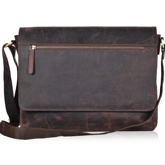 Traversible Other - New! Genuine leather briefcase laptop messenger bag college school office travel